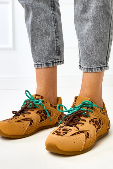Luipaardprint sportieve schoenen met dubbele veters Casey