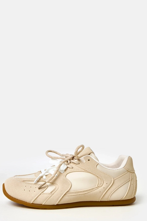 Beige sportieve schoenen met dubbele... Beige sportieve schoenen met dubbele...