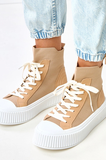 Braune Slip-On Sneakers im Sockendesign Perkins 2