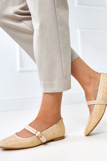 Ballerines tressées couleur sable avec boucle Nonana