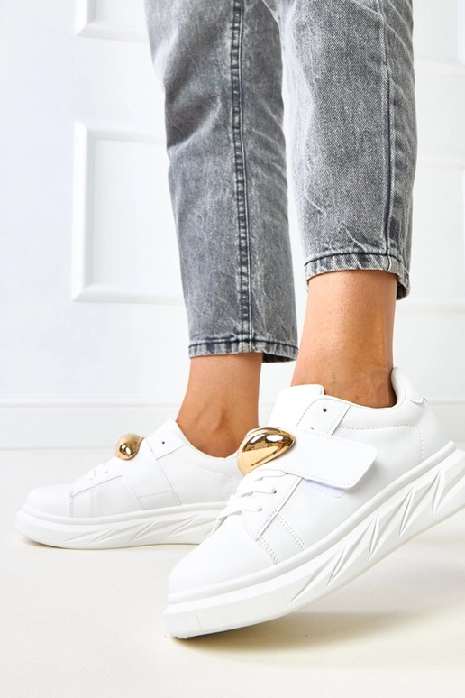 Witte platform sneakers met gouden... Witte platform sneakers met gouden...