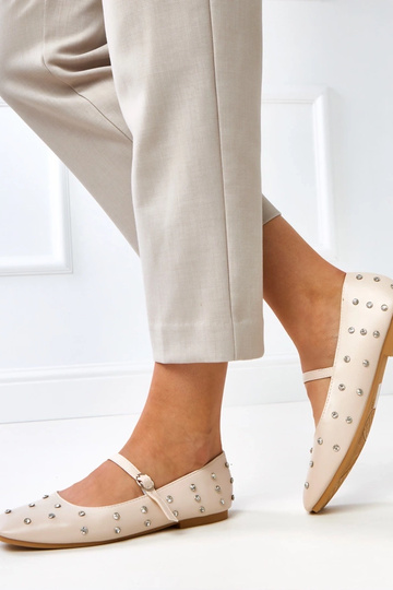 Ballerines couleur sable avec cristaux Heidi