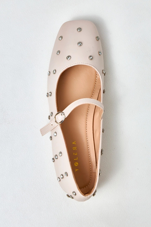 Sandkleurige ballerina's met... Sandkleurige ballerina's met...