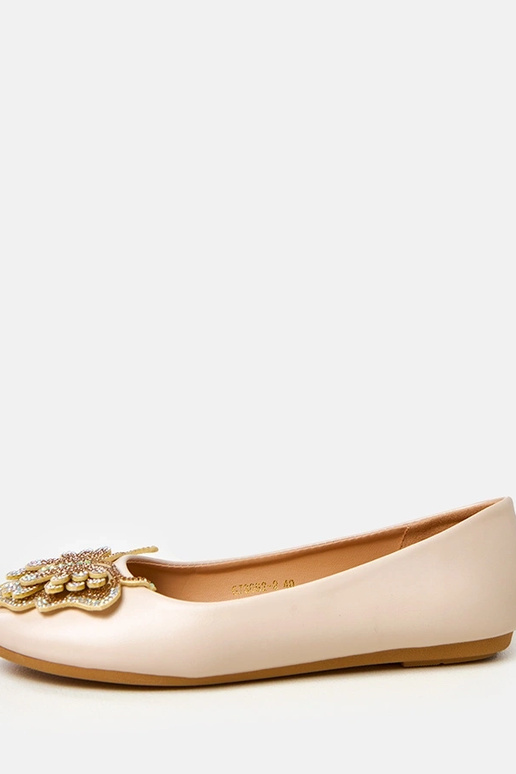 Zandkleurige ballerina's met... Zandkleurige ballerina's met...