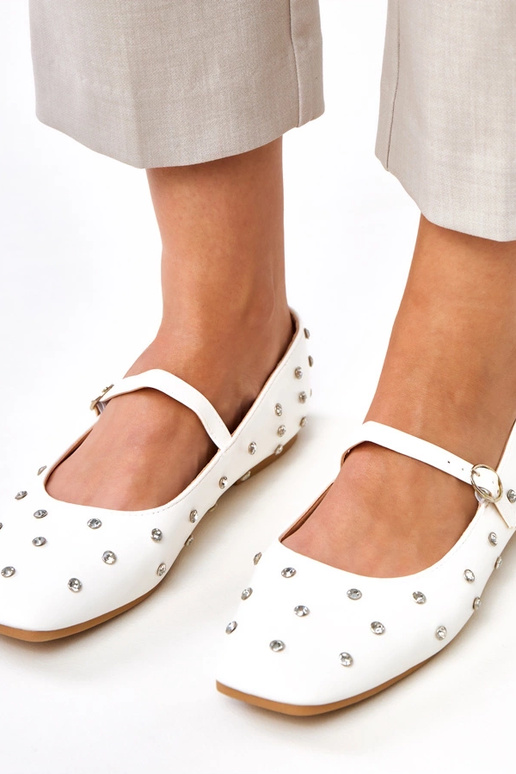 Witte ballerina's met kristallen, Heidi