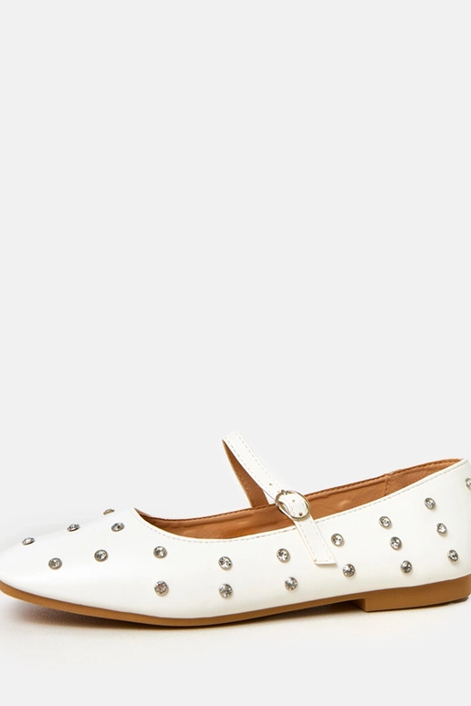 Witte ballerina's met kristallen, Heidi