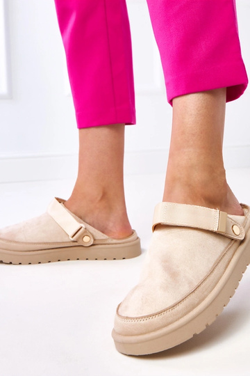 Mules sable avec velcro, Miluska 2