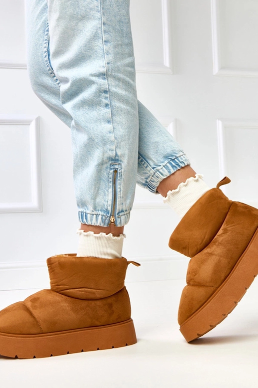 Bottines d'hiver marron chaudes à...