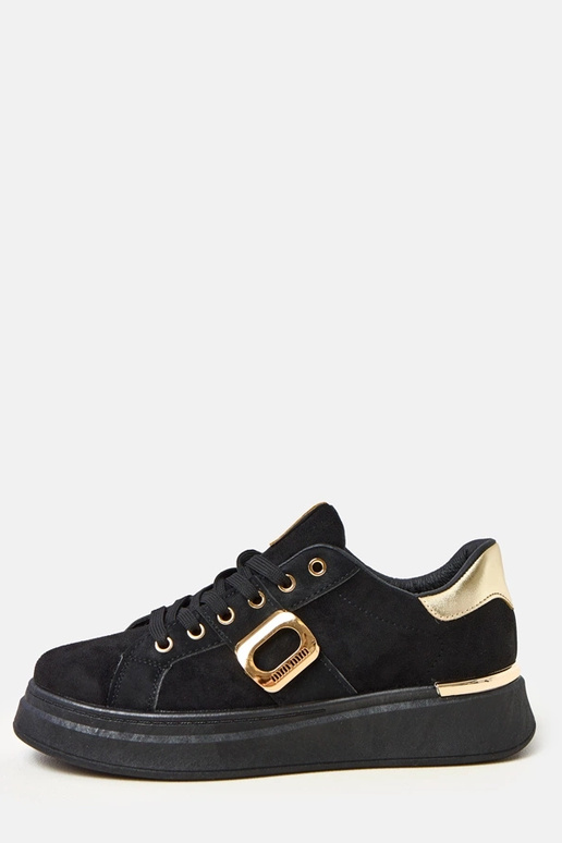 Zwarte sneakers met platform en... Zwarte sneakers met platform en...