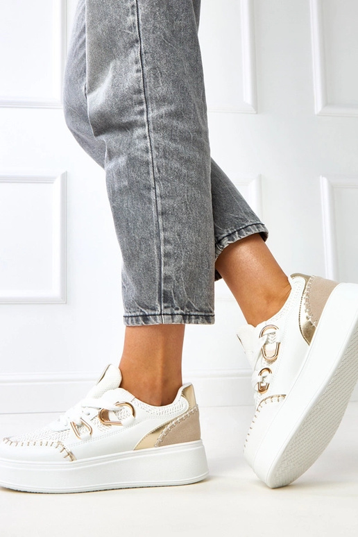 Witte sneakers met platform en... Witte sneakers met platform en...