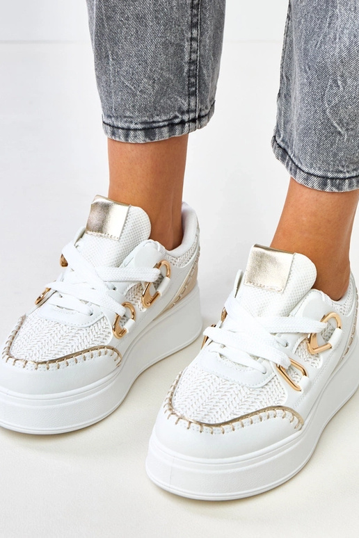 Witte sneakers met platform en... Witte sneakers met platform en...