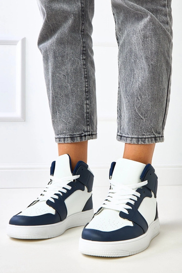 Hoge witte donkerblauwe sneakers met platform Olsen