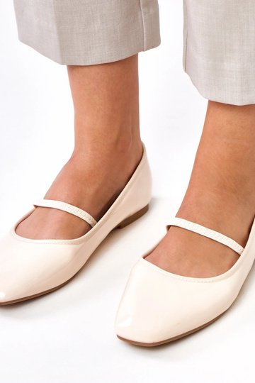Beige lackierte Ballerinas mit Gummizug Lantos 2