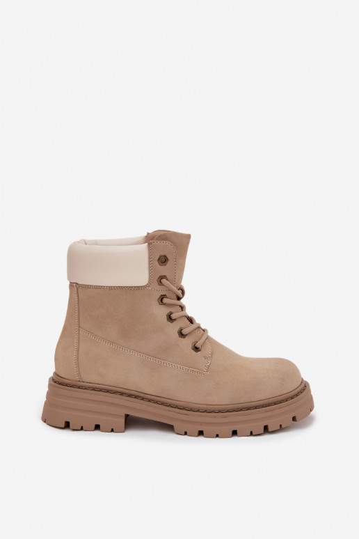 Schuhe Feminin mit Schnürsenkeln Beige Norena