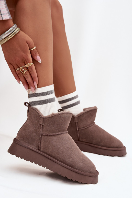 Bottes de neigeActivéturalnego en daimu réchauffer avec de la fourrure à l intérieur Vinceza 97961 marron