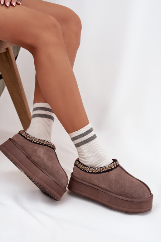 Faible en daim Bottes de neige FémininHaftem avec une plateforme Vinceza 97960 marron