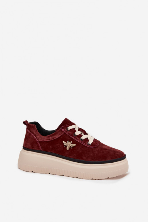 van suède schoenen Dames met platformPrzypinką Vinceza 41495 bordeaux van suède schoenen Dames met platformPrzypinką Vinceza 41495 bordeaux