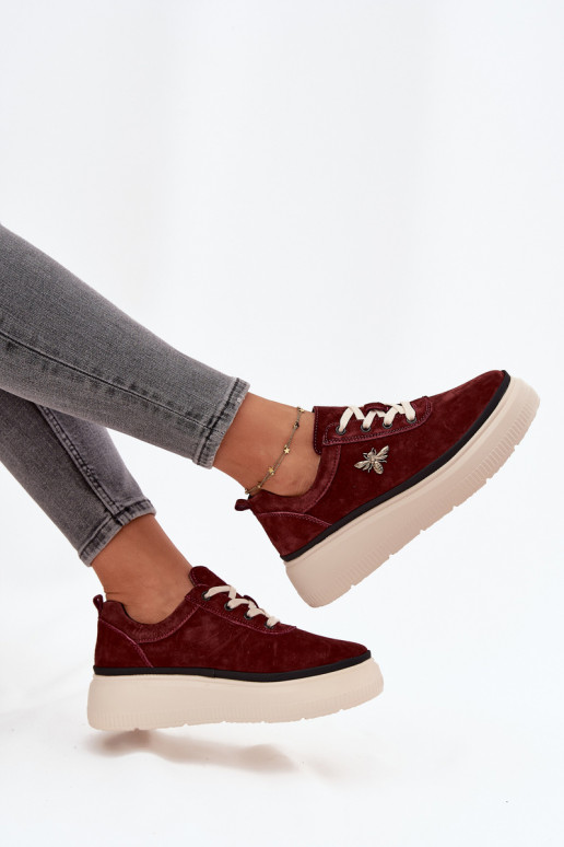 van suède schoenen Dames met platformPrzypinką Vinceza 41495 bordeaux van suède schoenen Dames met platformPrzypinką Vinceza 41495 bordeaux