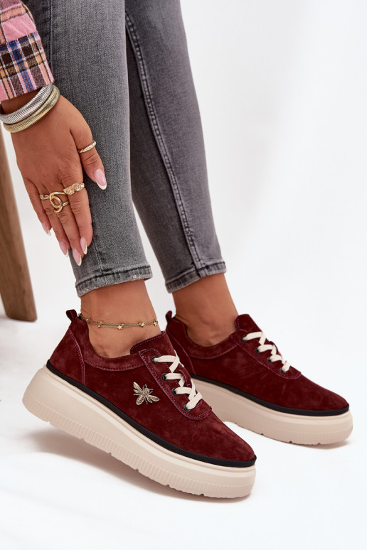van suède schoenen Dames met platformPrzypinką Vinceza 41495 bordeaux van suède schoenen Dames met platformPrzypinką Vinceza 41495 bordeaux