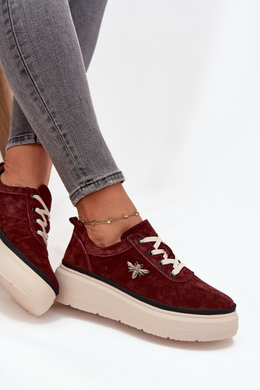 van suède schoenen Dames met platformPrzypinką Vinceza 41495 bordeaux van suède schoenen Dames met platformPrzypinką Vinceza 41495 bordeaux
