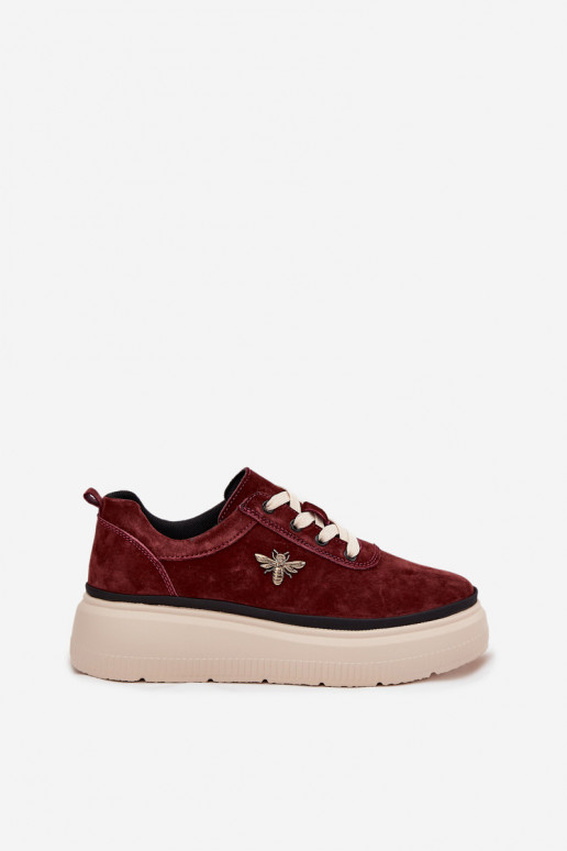 van suède schoenen Dames met platformPrzypinką Vinceza 41495 bordeaux van suède schoenen Dames met platformPrzypinką Vinceza 41495 bordeaux