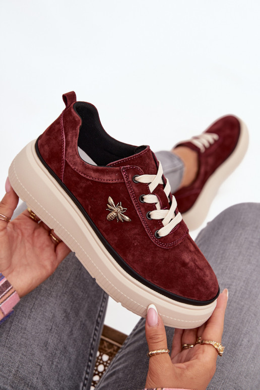 van suède schoenen Dames met platformPrzypinką Vinceza 41495 bordeaux van suède schoenen Dames met platformPrzypinką Vinceza 41495 bordeaux