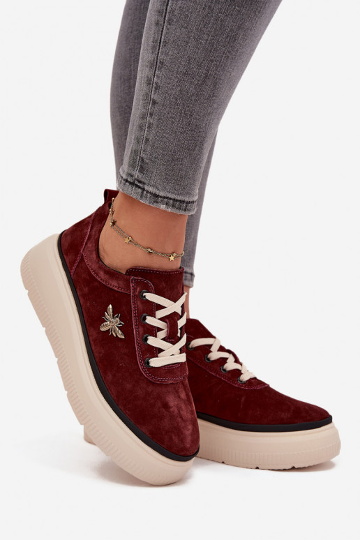 van suède schoenen Dames met platformPrzypinką Vinceza 41495 bordeaux van suède schoenen Dames met platformPrzypinką Vinceza 41495 bordeaux