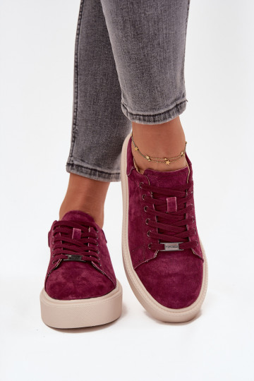van suède Sneakers model schoenen Dames met platform Vinceza 79578 bordeaux