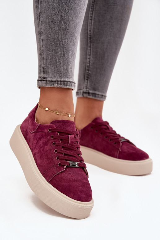 van suède Sneakers model schoenen Dames met platform Vinceza 79578 bordeaux van suède Sneakers model schoenen Dames met platform Vinceza 79578 bordeaux