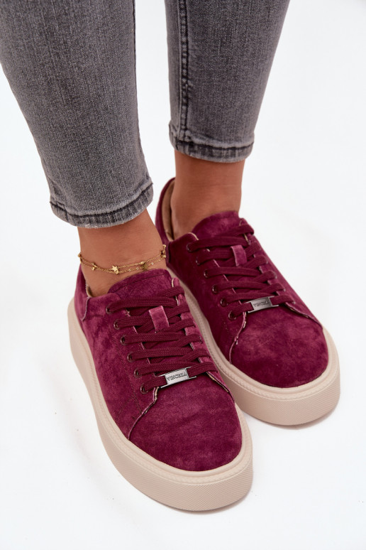 van suède Sneakers model schoenen Dames met platform Vinceza 79578 bordeaux van suède Sneakers model schoenen Dames met platform Vinceza 79578 bordeaux