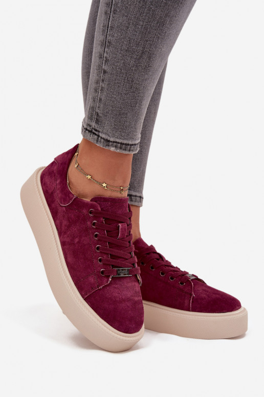 van suède Sneakers model schoenen Dames met platform Vinceza 79578 bordeaux van suède Sneakers model schoenen Dames met platform Vinceza 79578 bordeaux