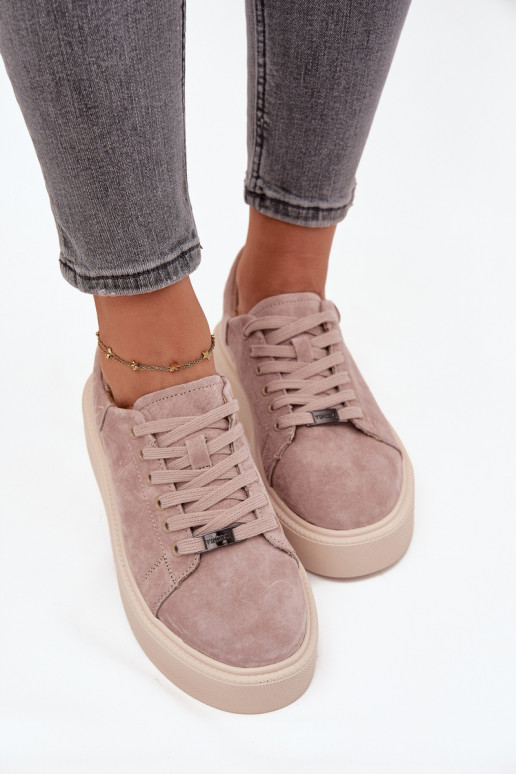 van suède Sneakers model schoenen Dames met platform Vinceza 79578 beige van suède Sneakers model schoenen Dames met platform Vinceza 79578 beige