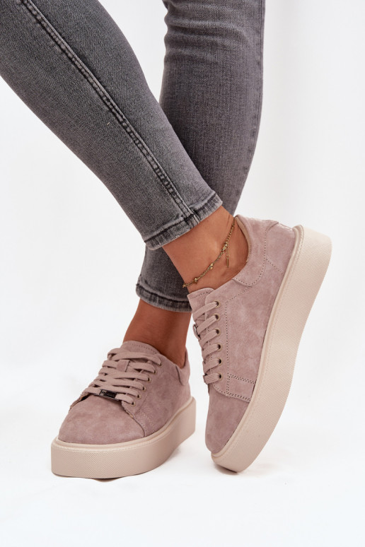 aus INildleder Sneakers Stilvollllschuhe Feminin mit einer Plattform Vinceza 79578 Beige aus INildleder Sneakers Stilvollllschuhe Feminin mit einer Plattform Vinceza 79578 Beige
