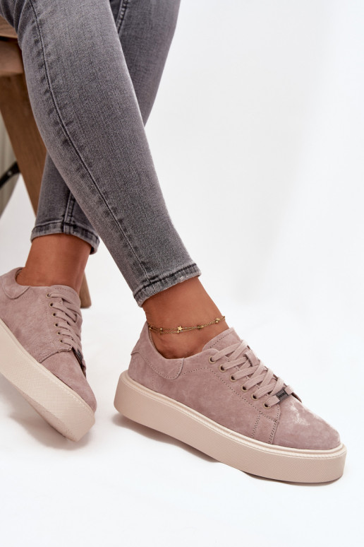 en daim Chaussures modèle baskets Féminin avec une plateforme Vinceza 79578 beige en daim Chaussures modèle baskets Féminin avec une plateforme Vinceza 79578 beige