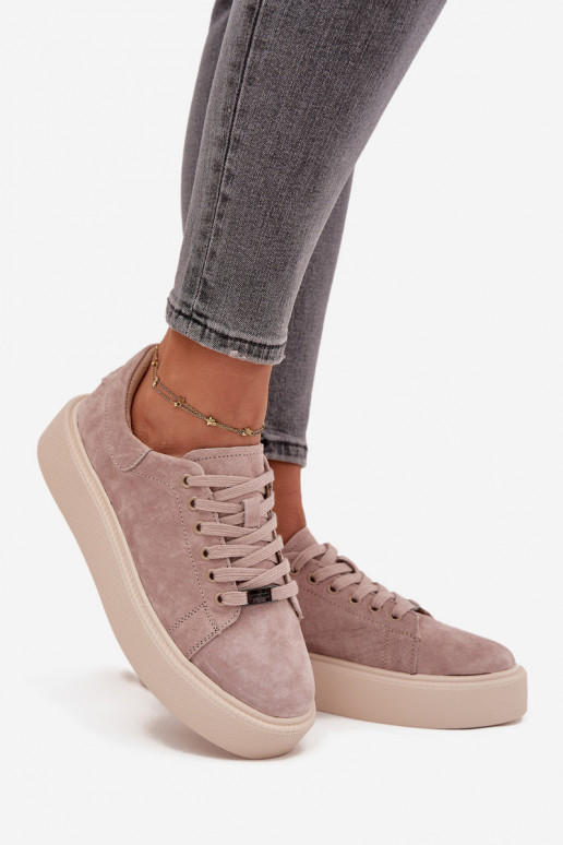 van suède Sneakers model schoenen Dames met platform Vinceza 79578 beige van suède Sneakers model schoenen Dames met platform Vinceza 79578 beige