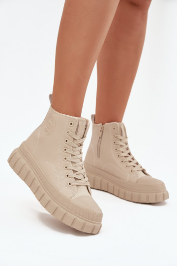 baskets décontractées doublées avec plateforme en cuir éco Big Star SS274535 couleur sable 2