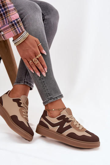 Sneakers model schoenen Dames laag Eko Leer bruine kleur Givelle