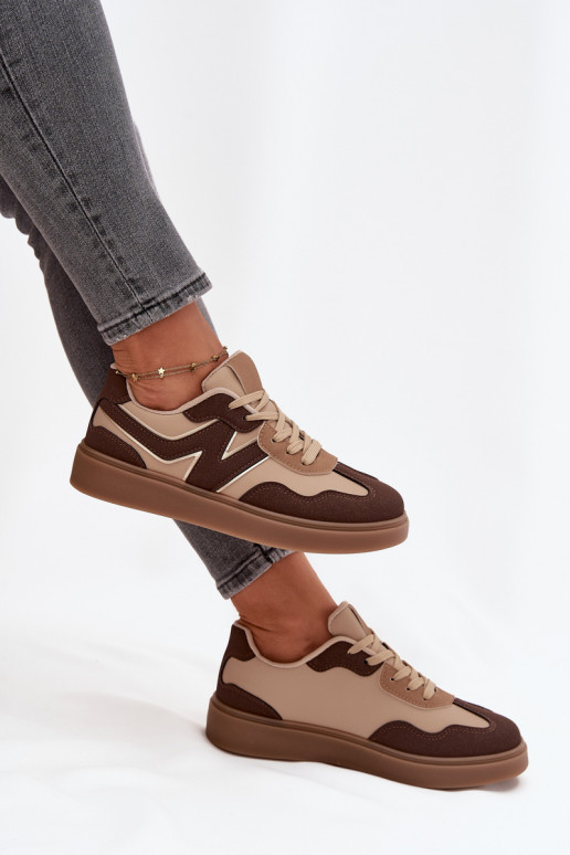 Sneakers Stilvollllschuhe Damentief Eko Haut braune Farbe Givelle