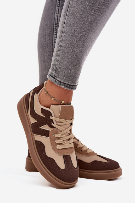 Sneakers Stilvollllschuhe Damentief Eko Haut braune Farbe Givelle