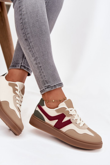 Sneakers model schoenen Dames laag Eko Leer beige Givelle