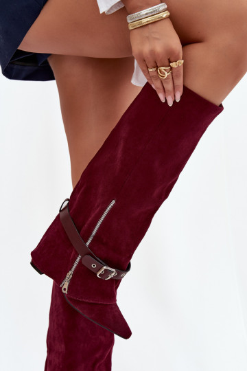 dameslaarzen Persistent model met hakken met versierde hakken bordeaux Jolivine