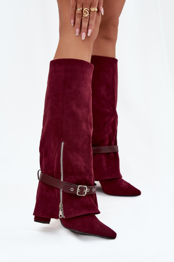 dameslaarzen Persistent model met hakken met versierde hakken bordeaux Jolivine 2