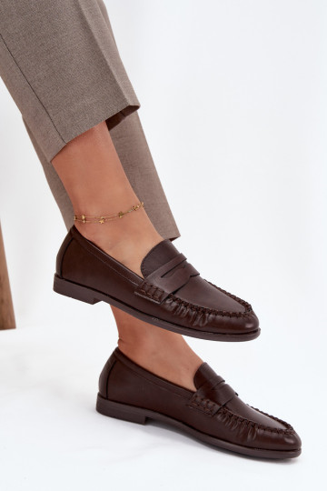 chaussures Mocassins Féminin en cuir écologique marron Lilith