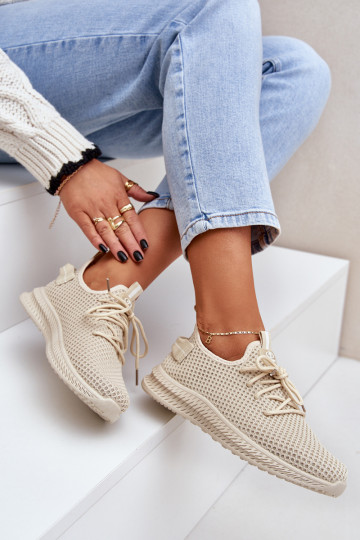 Netz Ein überzeugendes Stilvollll Turnschuhe Feminin Beige Harice 2