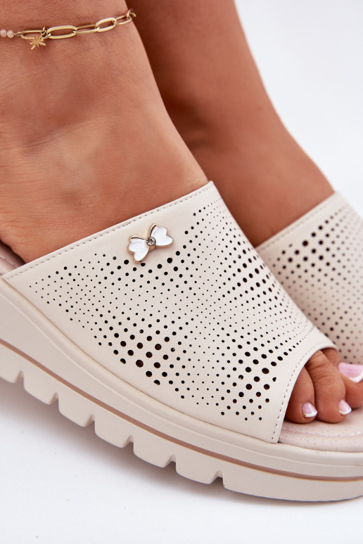 Leren pantoffels Dames Op de INig Vinceza 41477 beige Leren pantoffels Dames Op de INig Vinceza 41477 beige