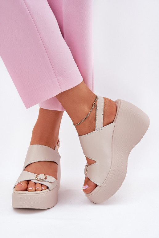 Dames sandalen Dames Op de INig en platform S.Barski LR51-540 beige Dames sandalen Dames Op de INig en platform S.Barski LR51-540 beige