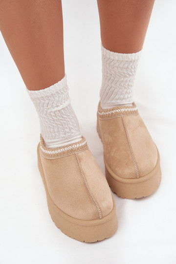 Ivoor kleurige Įjungtarirya lage dames sneeuwlaarzen met platform en bont