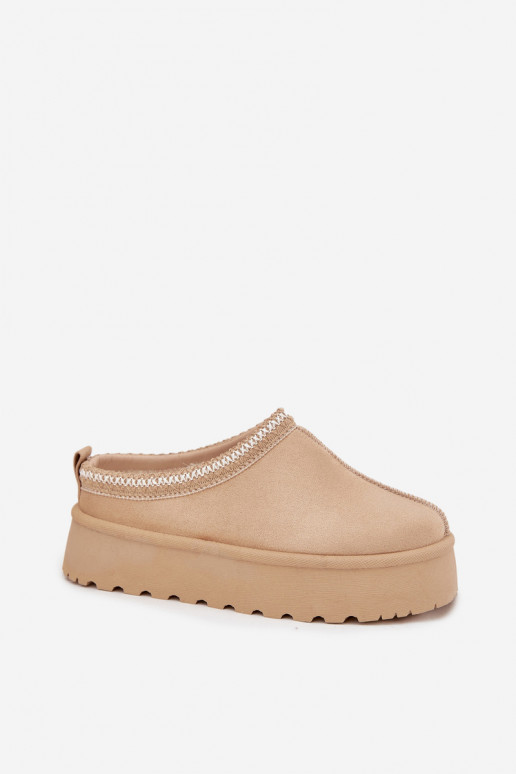 Ivoor kleurige Įjungtarirya lage dames sneeuwlaarzen met platform en bont