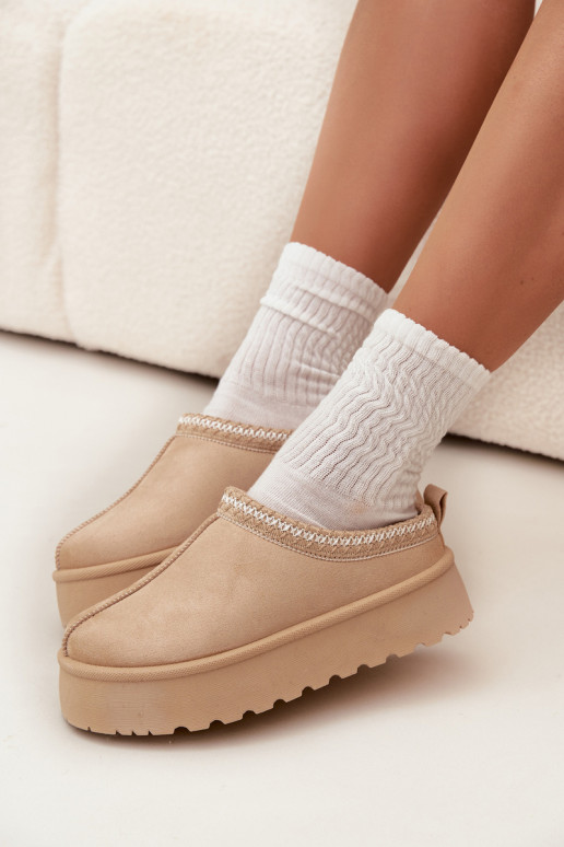 Ivoor kleurige Įjungtarirya lage dames sneeuwlaarzen met platform en bont