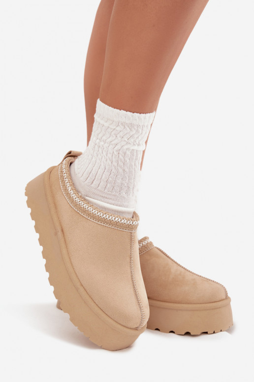 Ivoor kleurige Įjungtarirya lage dames sneeuwlaarzen met platform en bont